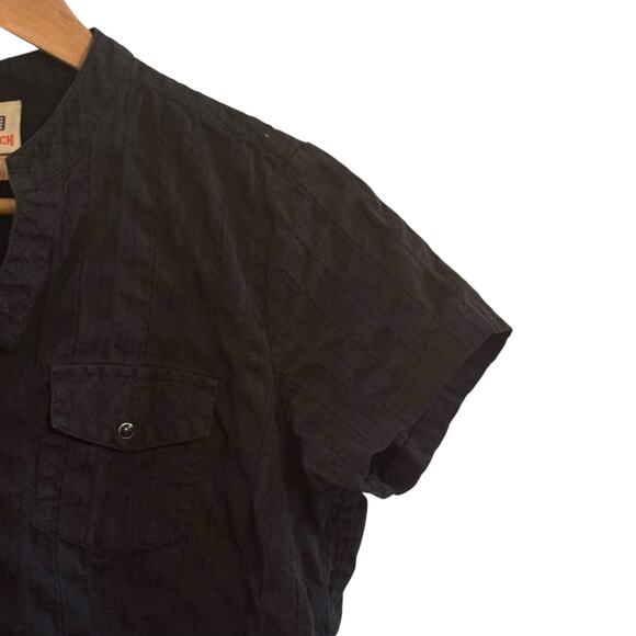 Vintage Faded Glory Size Medium Black Pearl Snap Short Sleeve Western Blouse - Picture 3 of 8